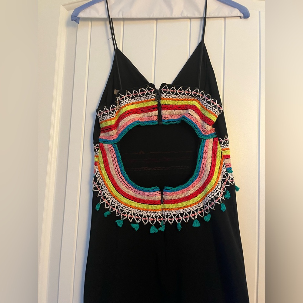 Alice + Olivia open back black mini dress with embroidered details - Picture 7 of 9